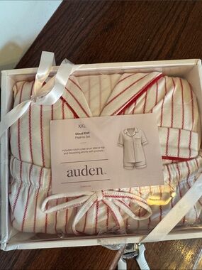 Auden White Pajama Set with Red Stripes